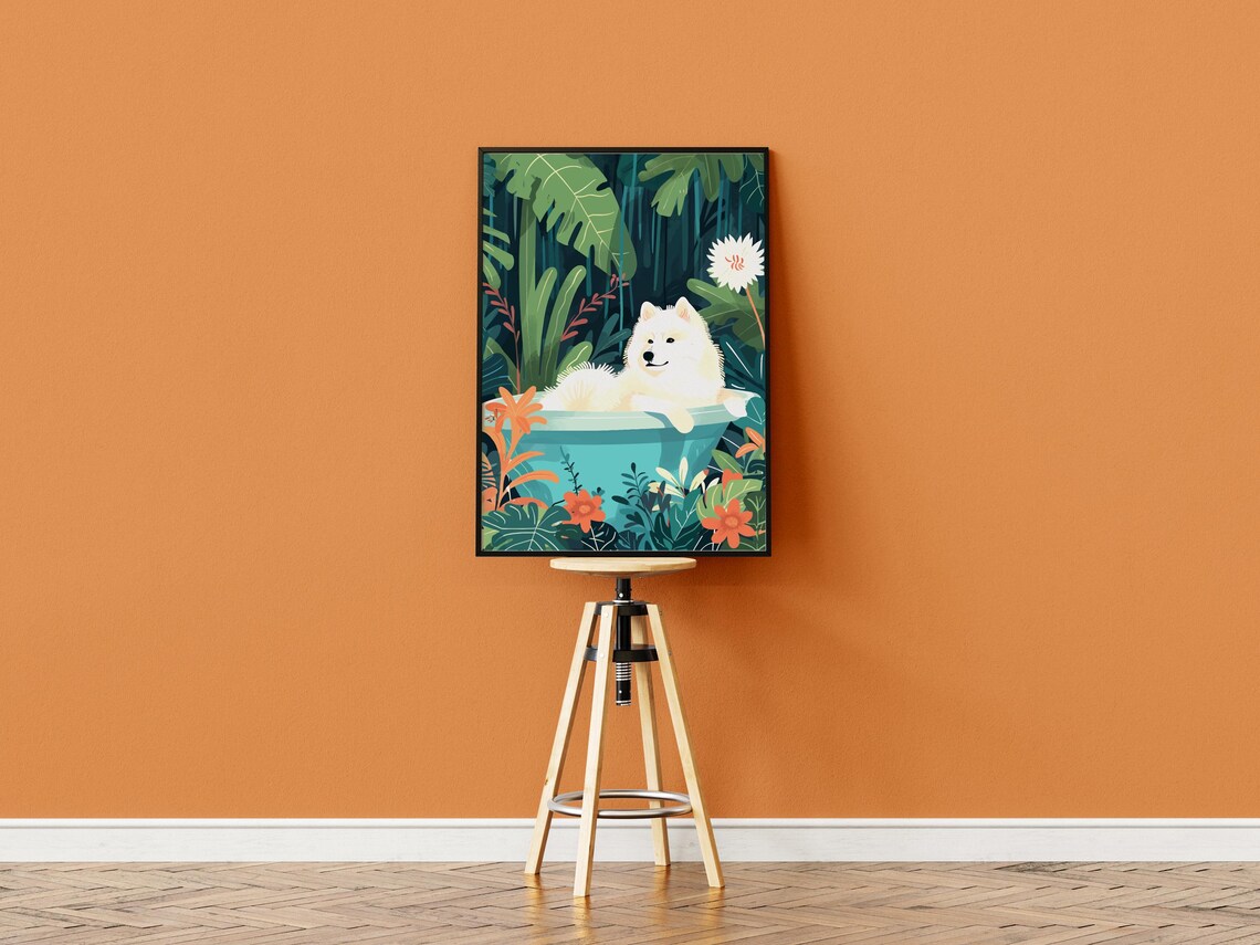 Samoyed Animal Kids Room Art Print, Boho Jungle - Image 3