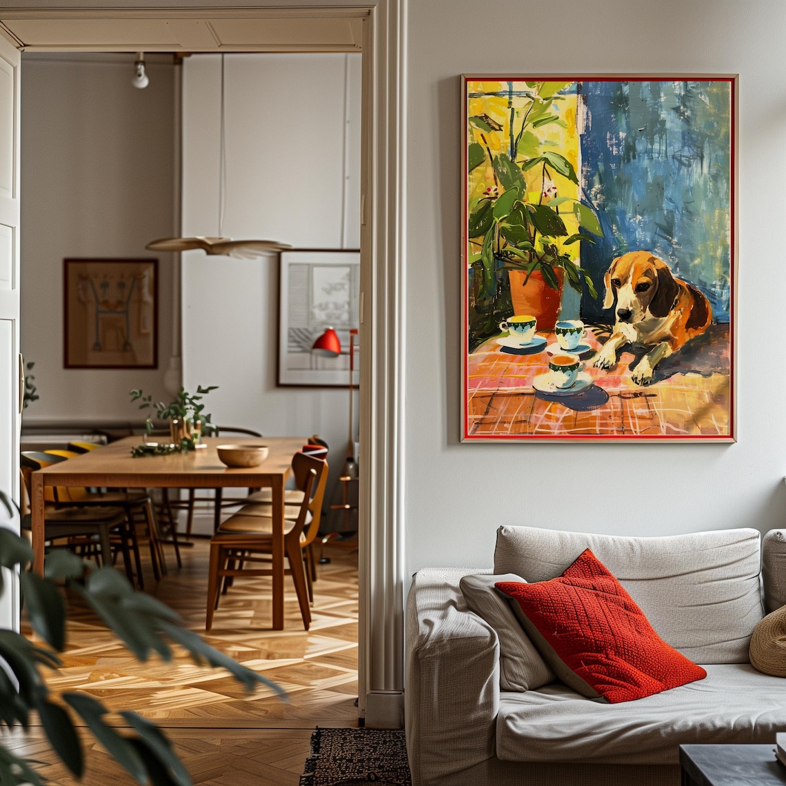Vintage Beagle Coffee Illustration, Retro Kitchen Poster - Image 3