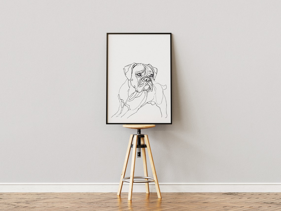 Boxer Dog Head Elegant Continuous Line Drawing Portrait Art Poster - Image 3