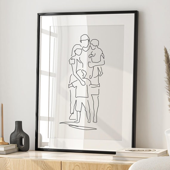 Family Line Art Family Drawing Family Print Gift For Her Gift For Mom Family Gift Print Personalised Gift My Family Family Wall Art