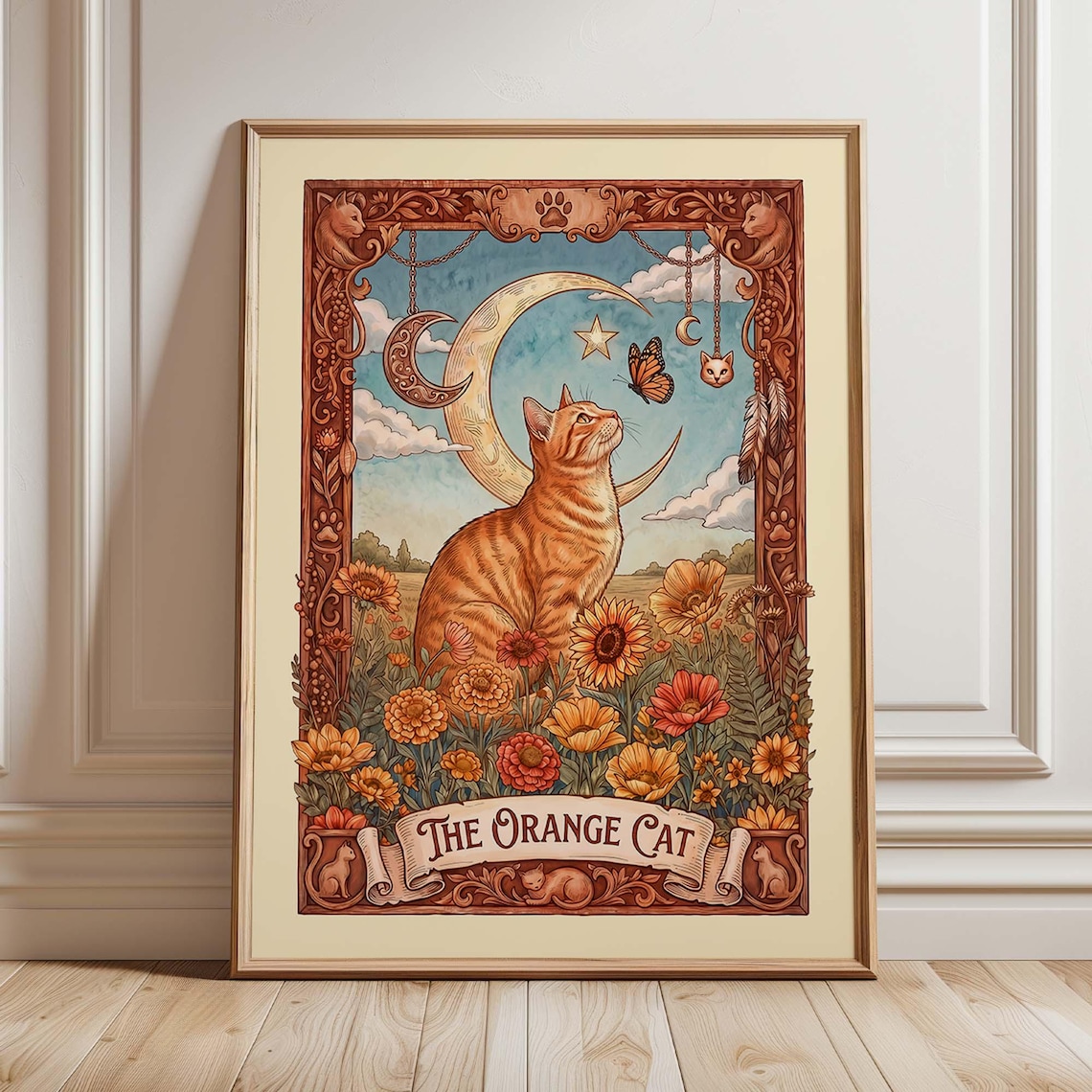 Orange Cat Tarot, Celestial Art Nouveau Boho