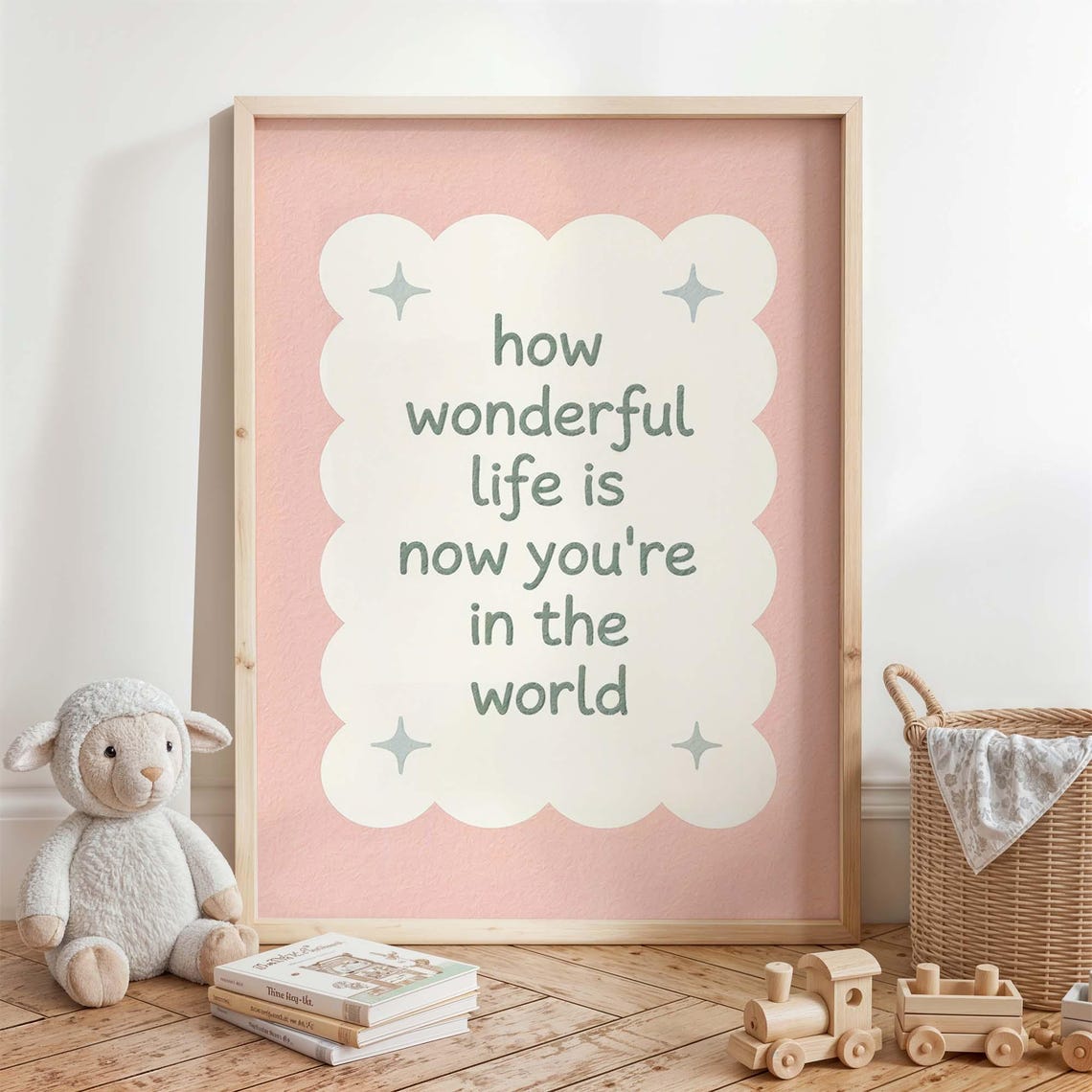 Nursery Quote Wall Art Print Pink Baby Girl Room Decor How Wonderful Life Is Now Youre In The World Poster