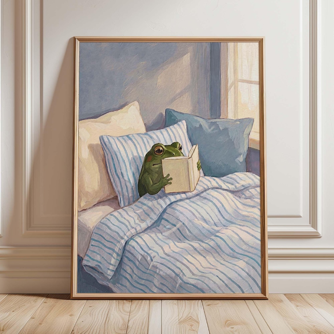 Reading Frog, Book Lover Cozy Bedroom Decor
