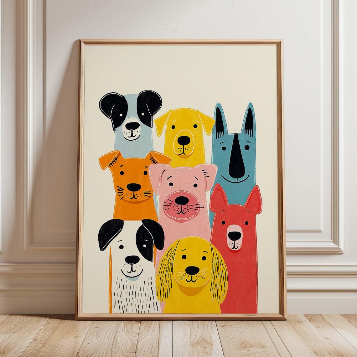 Colorful Dog Stack Art Print, Nursery Playroom Decor