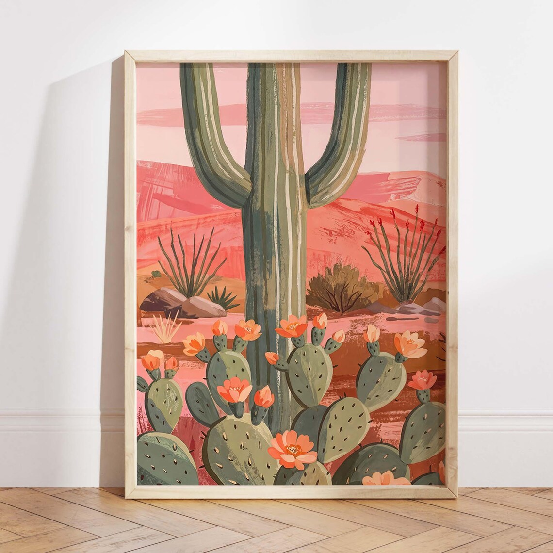 Pink Desert Cactus, Southwestern Boho Nursery Decor