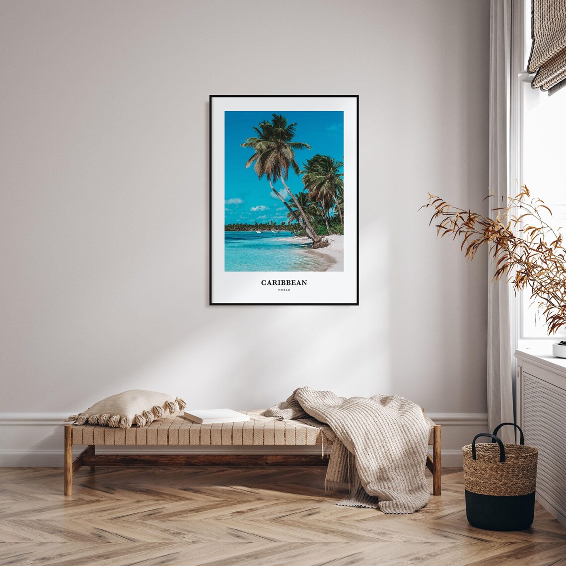 Caribbean Tropical Palm Beach Turquoise Ocean Travel Photo Poster - Image 3