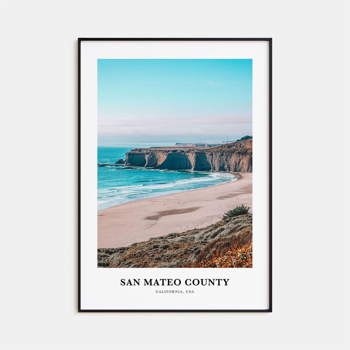 San Mateo County California Coastal Cliffs Beach Travel Photo Poster