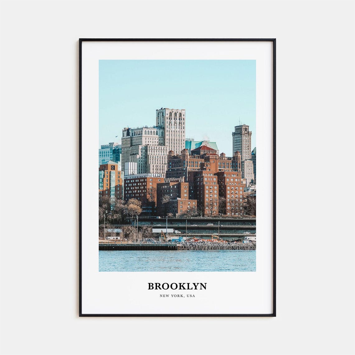 Brooklyn New York Waterfront Brick Skyline View Photo Poster
