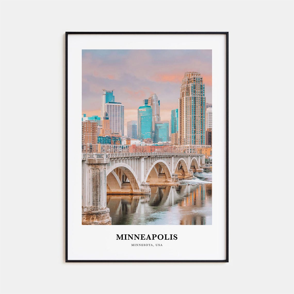 Minneapolis Minnesota Skyline Over The Stone Arches Bridge Poster