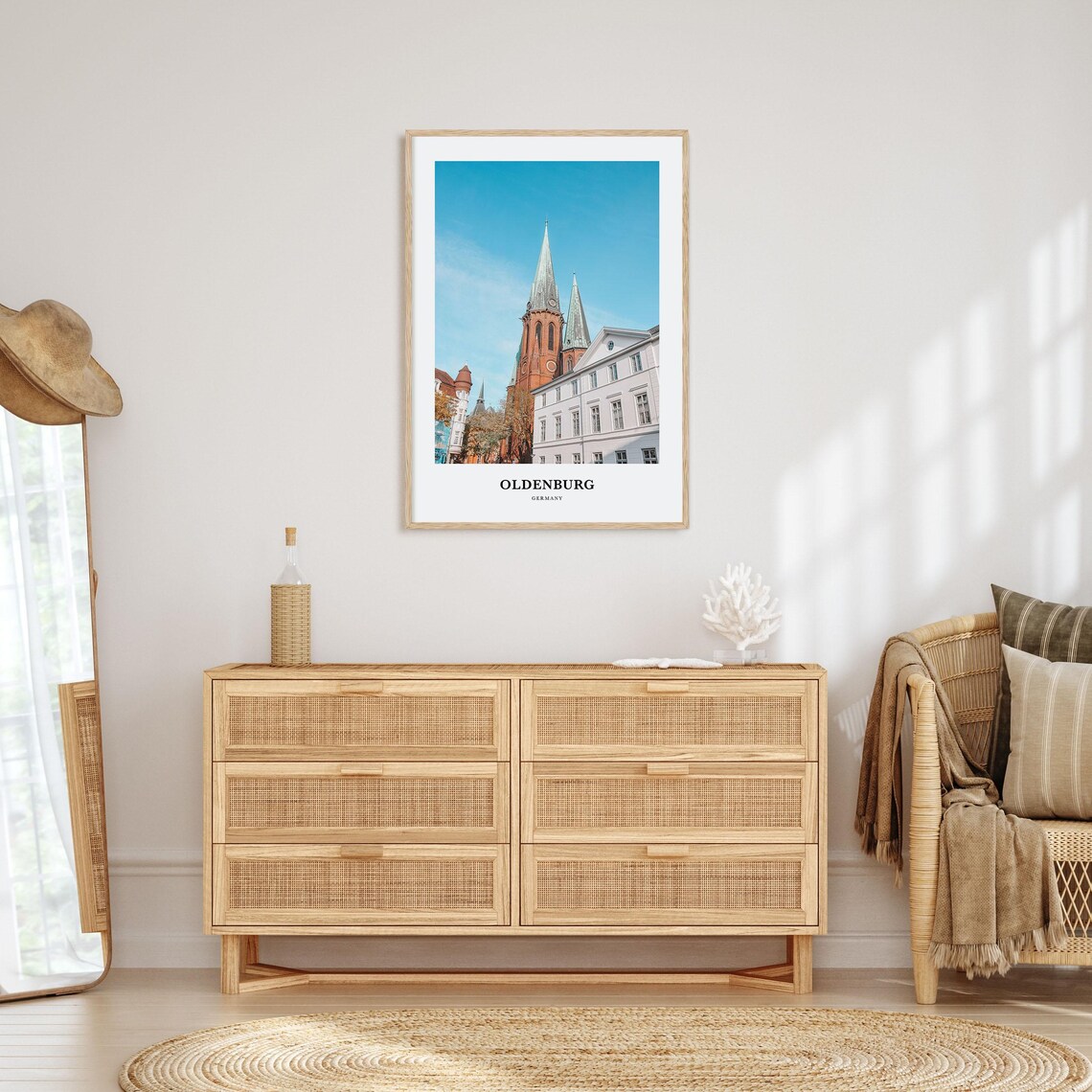 Oldenburg Germany Brick Church Spires Blue Sky Photo Travel Poster - Image 2
