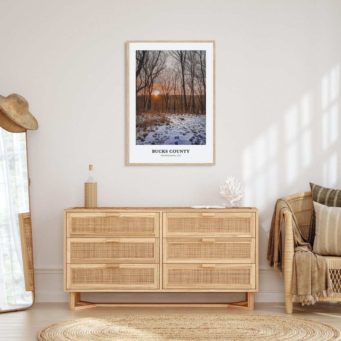 Bucks County Pennsylvania Snowy Woodland Sunset Photo Poster - Image 2