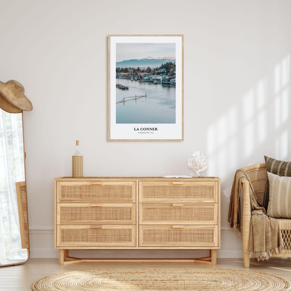 La Conner Washington Harbor Boats Mountain View Travel Photo Poster - Image 2