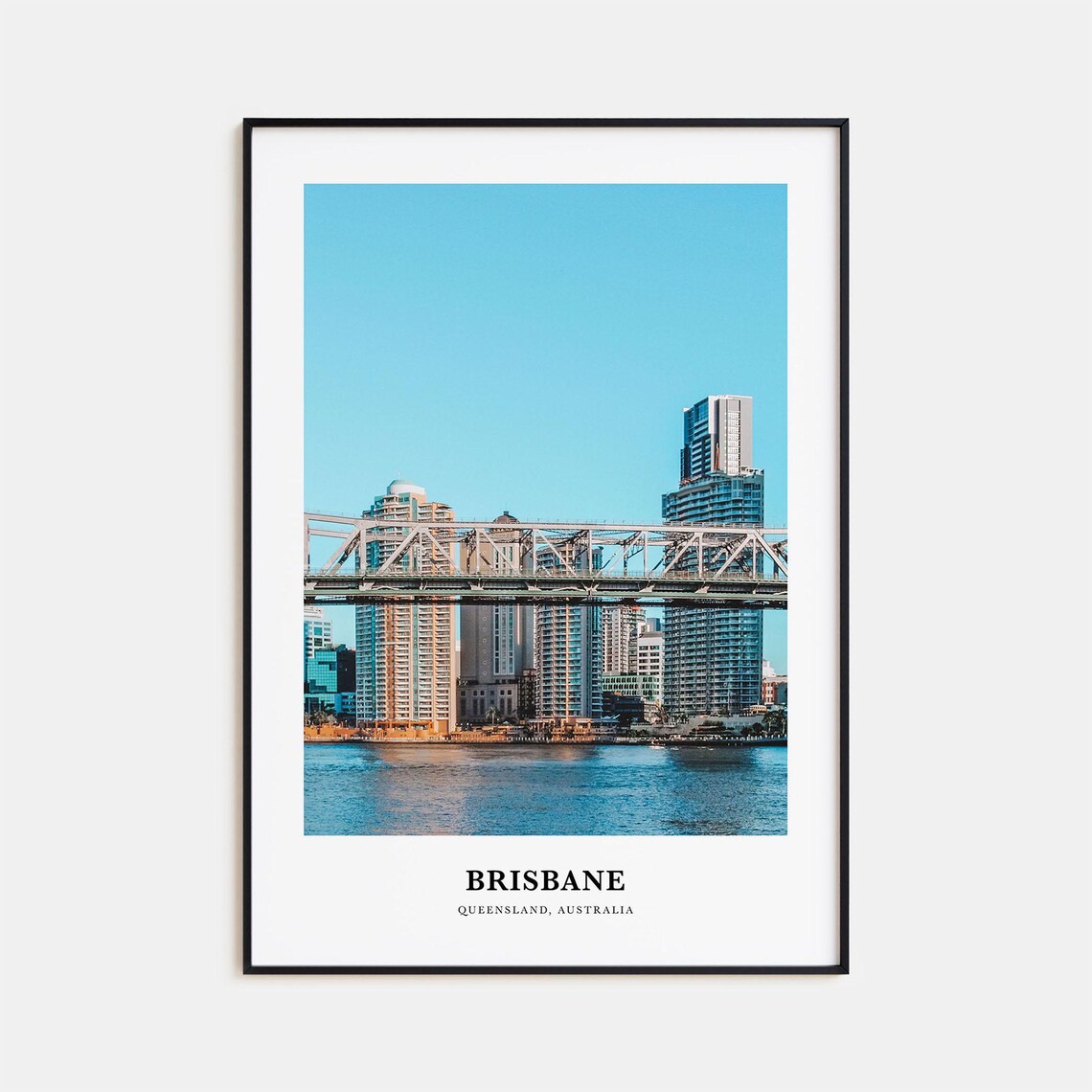 Brisbane Travel Poster, Queensland Australia Map Art