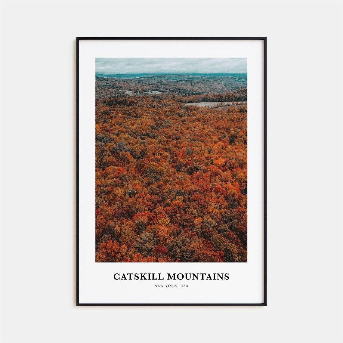 Catskill Mountains Autumn Foliage Aerial Forest Travel Poster