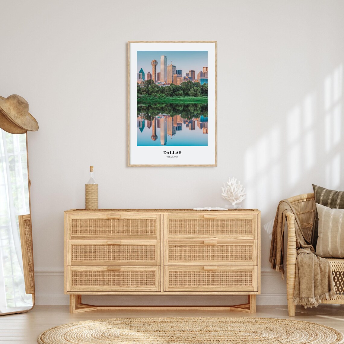 Dallas Texas Skyline Reflection Minimalist Urban Travel Poster - Image 2