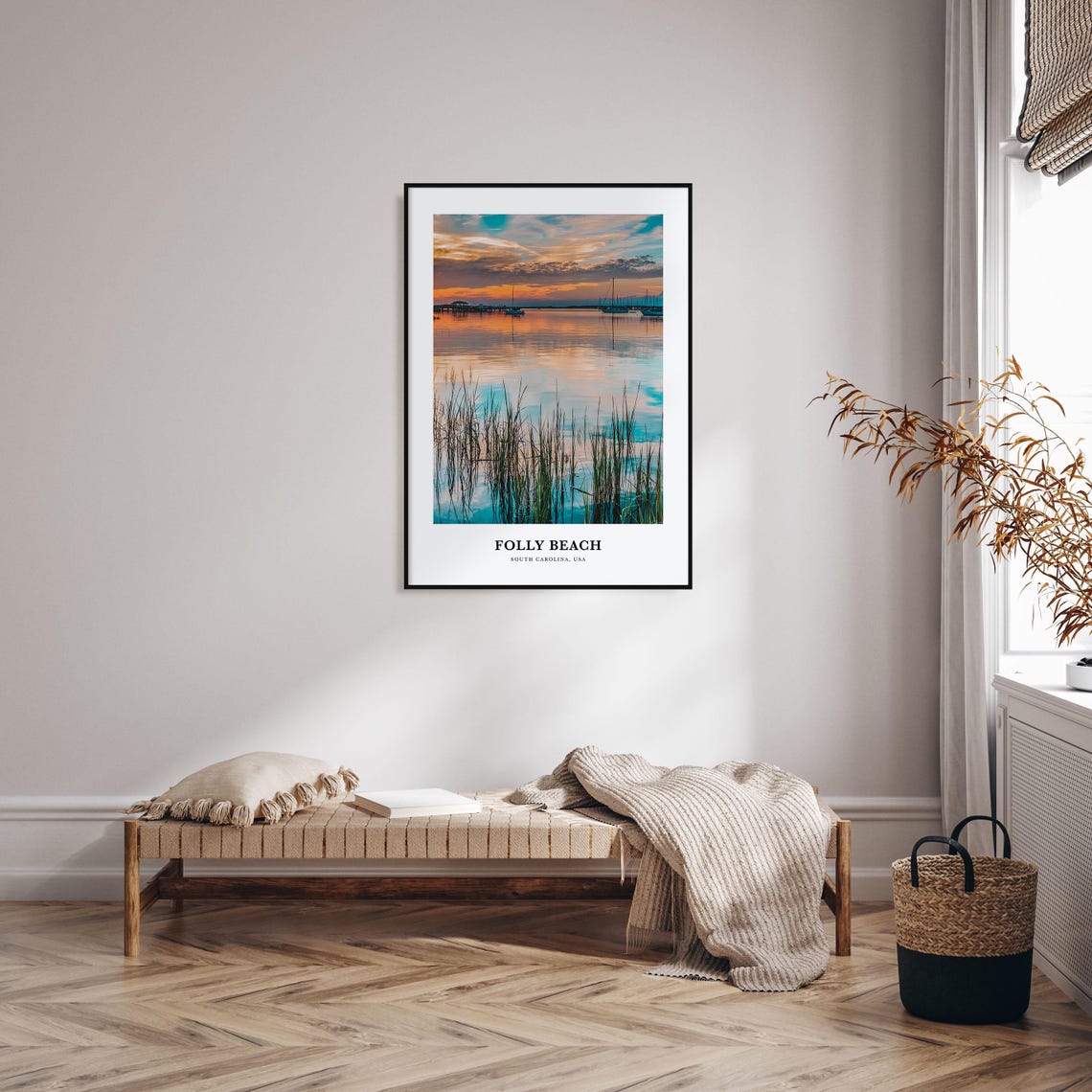 Folly Beach South Carolina Golden Sunset Marsh Water Photo Poster - Image 3