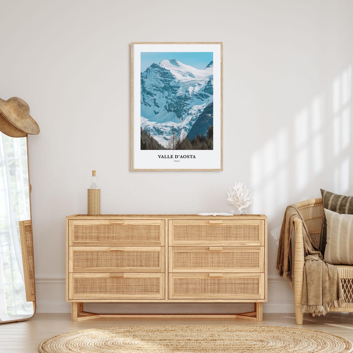 Valle d'Aosta Italy Snow Capped Alpine Mountain Peaks Poster - Image 2