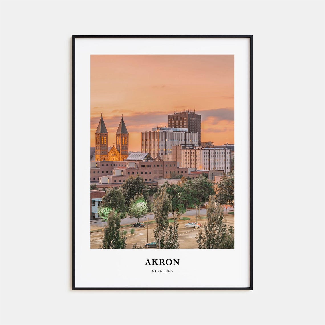 Akron Travel Poster, Ohio USA Map
