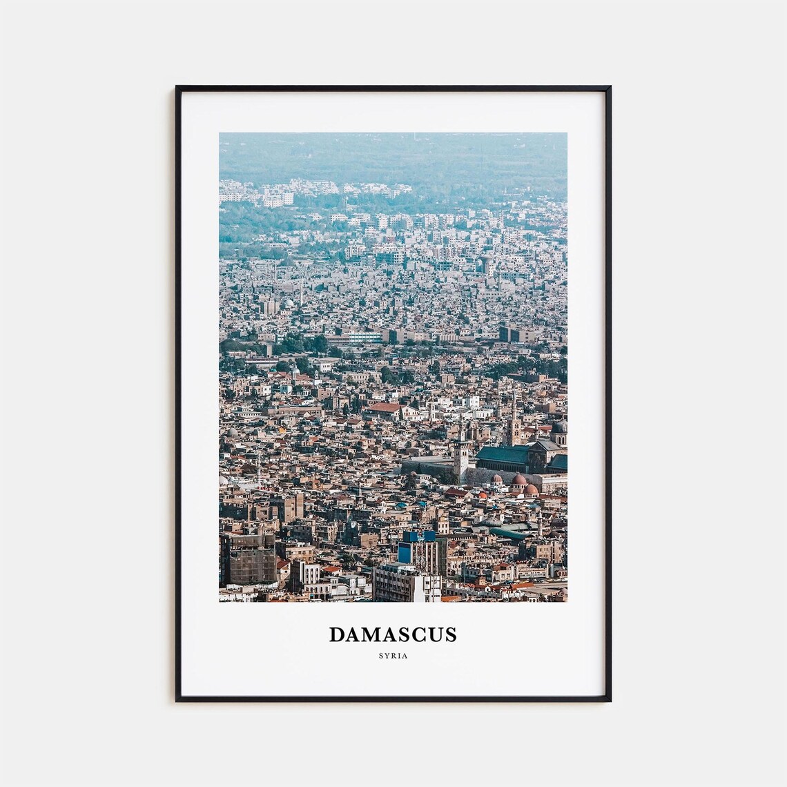 Damascus Syria Ancient Old City Aerial View Panorama Travel Poster