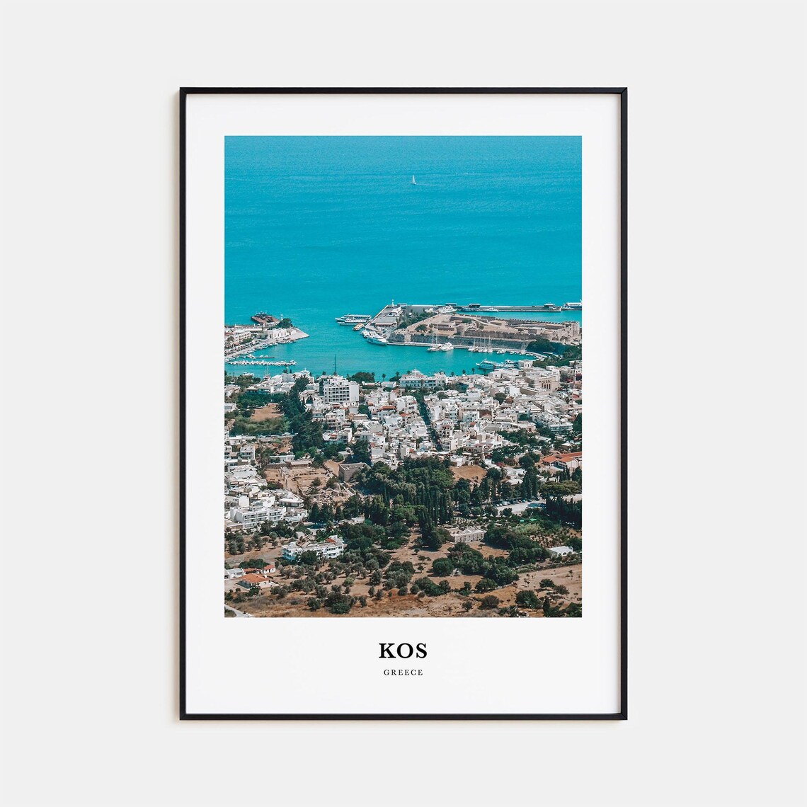 Kos Greece Aerial Old Town Harbor Aegean Coast Travel Poster