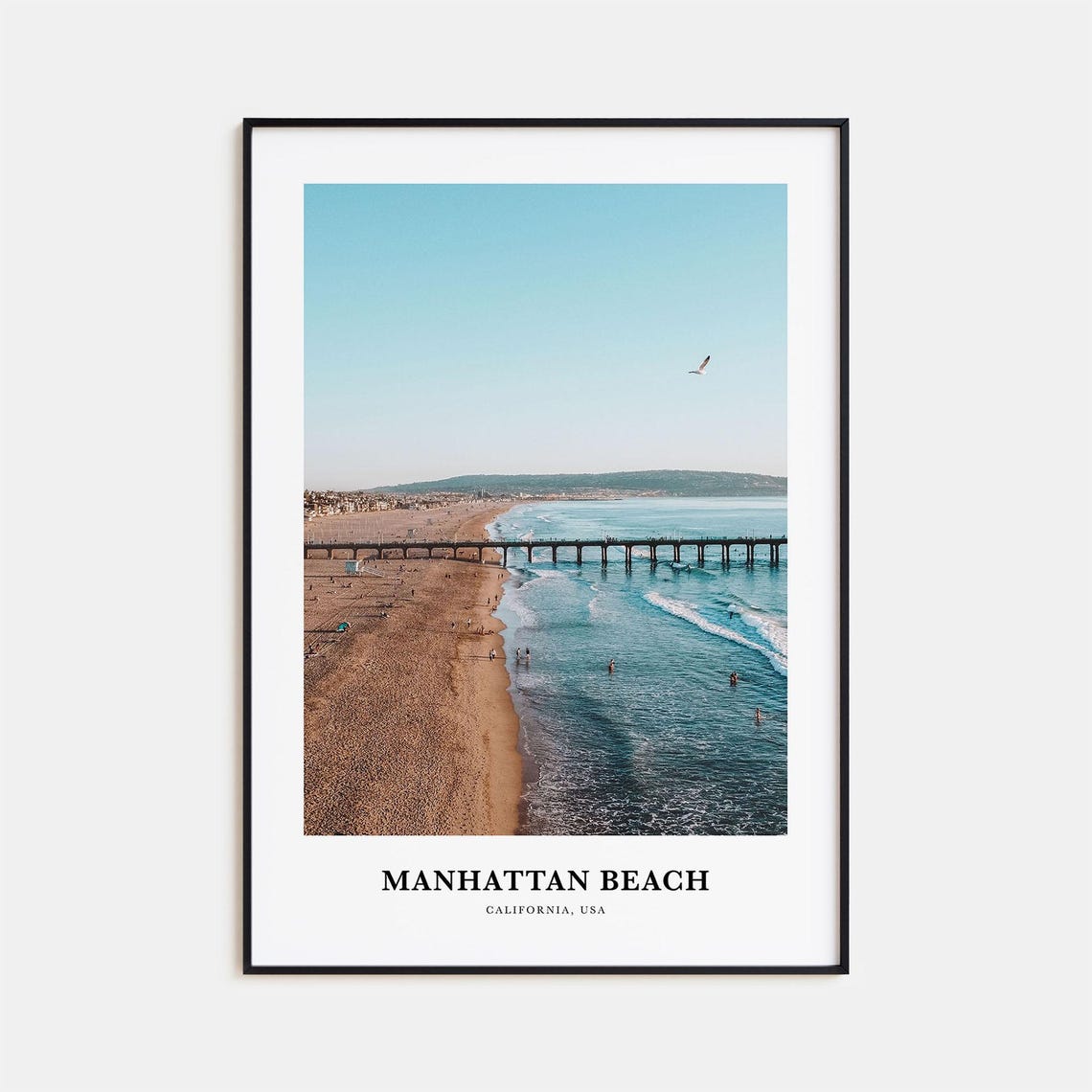 Manhattan Beach California Pier Ocean Beach Surf Coast Travel Poster