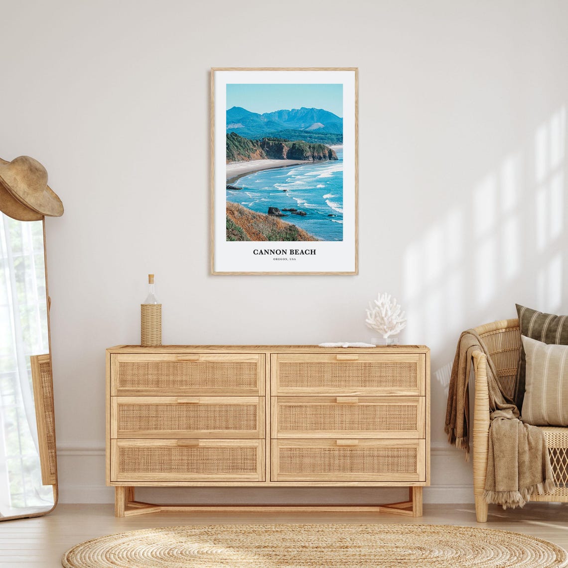 Cannon Beach Oregon USA Surf Beach Cliffs Mountain View Photo Poster - Image 2