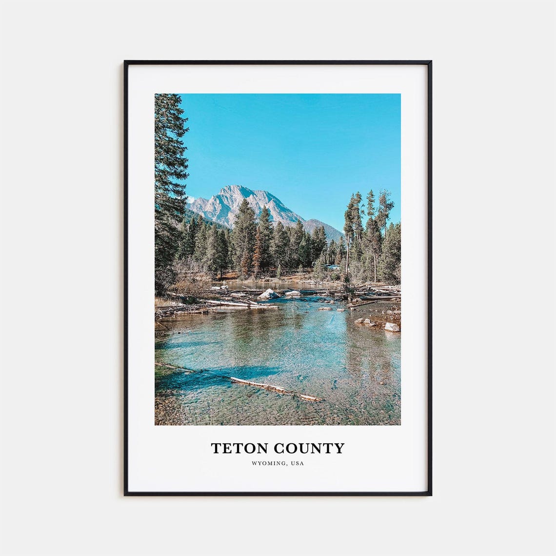 Teton County Print Teton County Photo Poster Teton County Travel Wall Art Teton County Map Print Teton County Photography Wyoming Usa