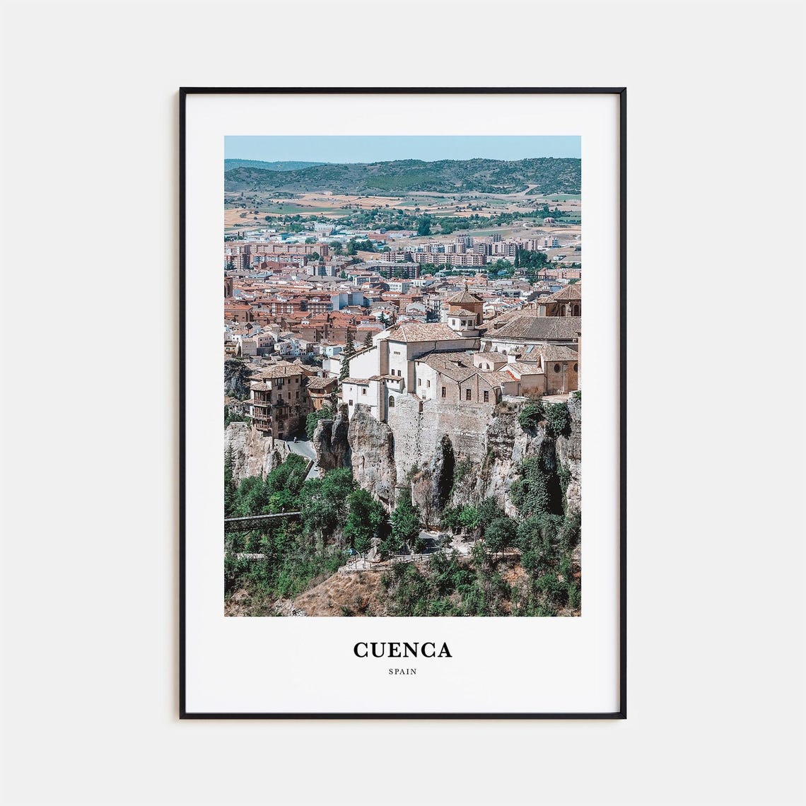 Cuenca Spain Cliffside Old Town Houses Minimalist Travel Poster