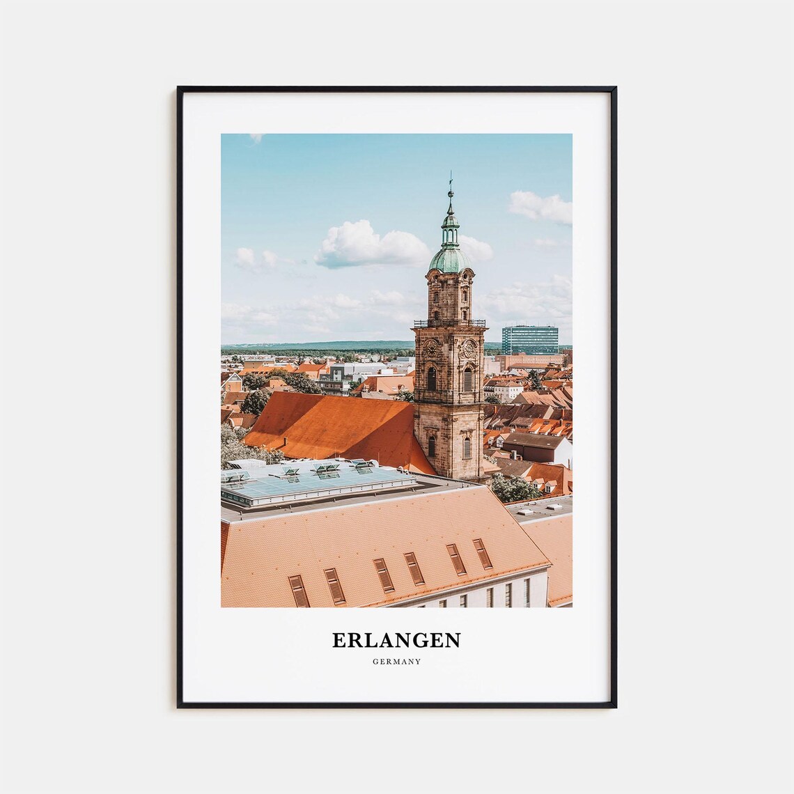 Erlangen Germany Historic Church Tower Red Roofs City View Poster