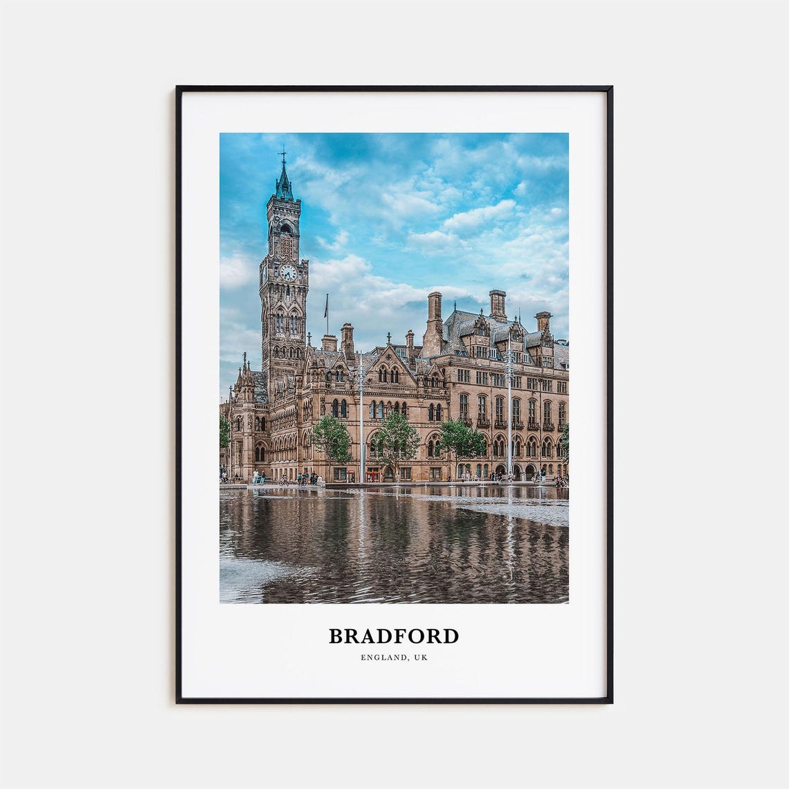 Bradford England Historic Clock Tower Hall Water Photo Poster