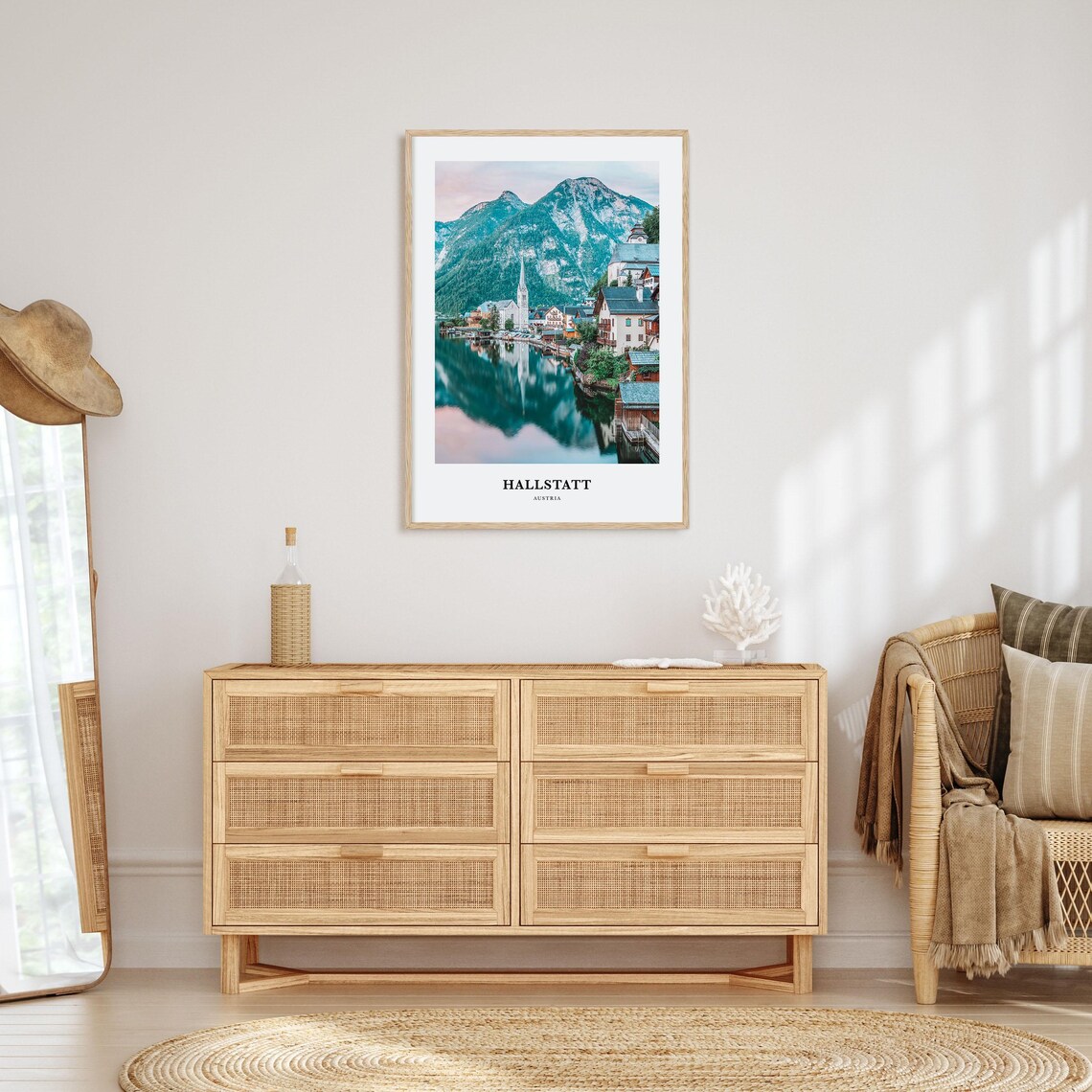 Hallstatt Austria Alpine Lake Village Reflection Travel Poster - Image 2
