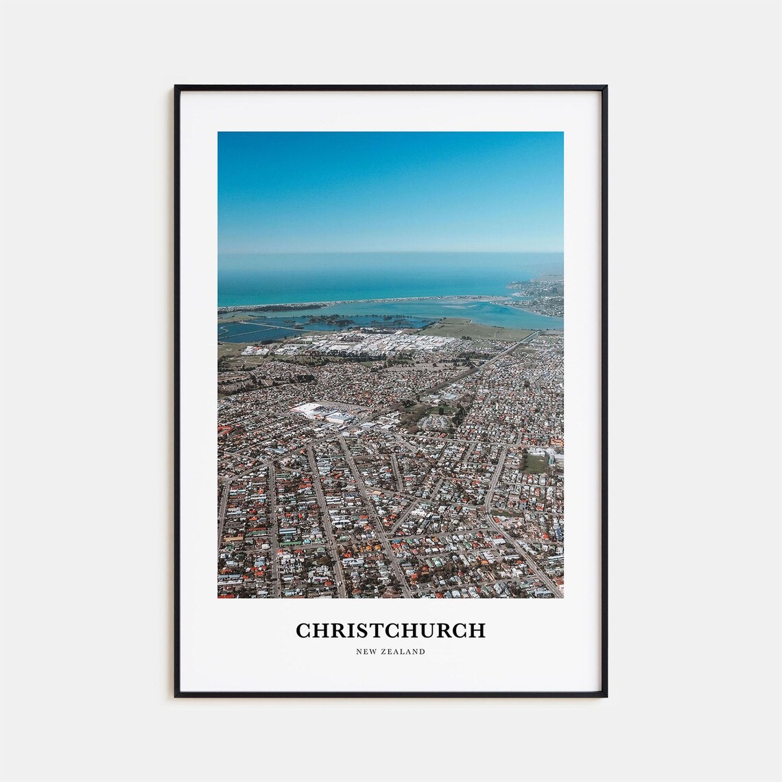 Christchurch New Zealand Aerial Coastline City View Photo Poster