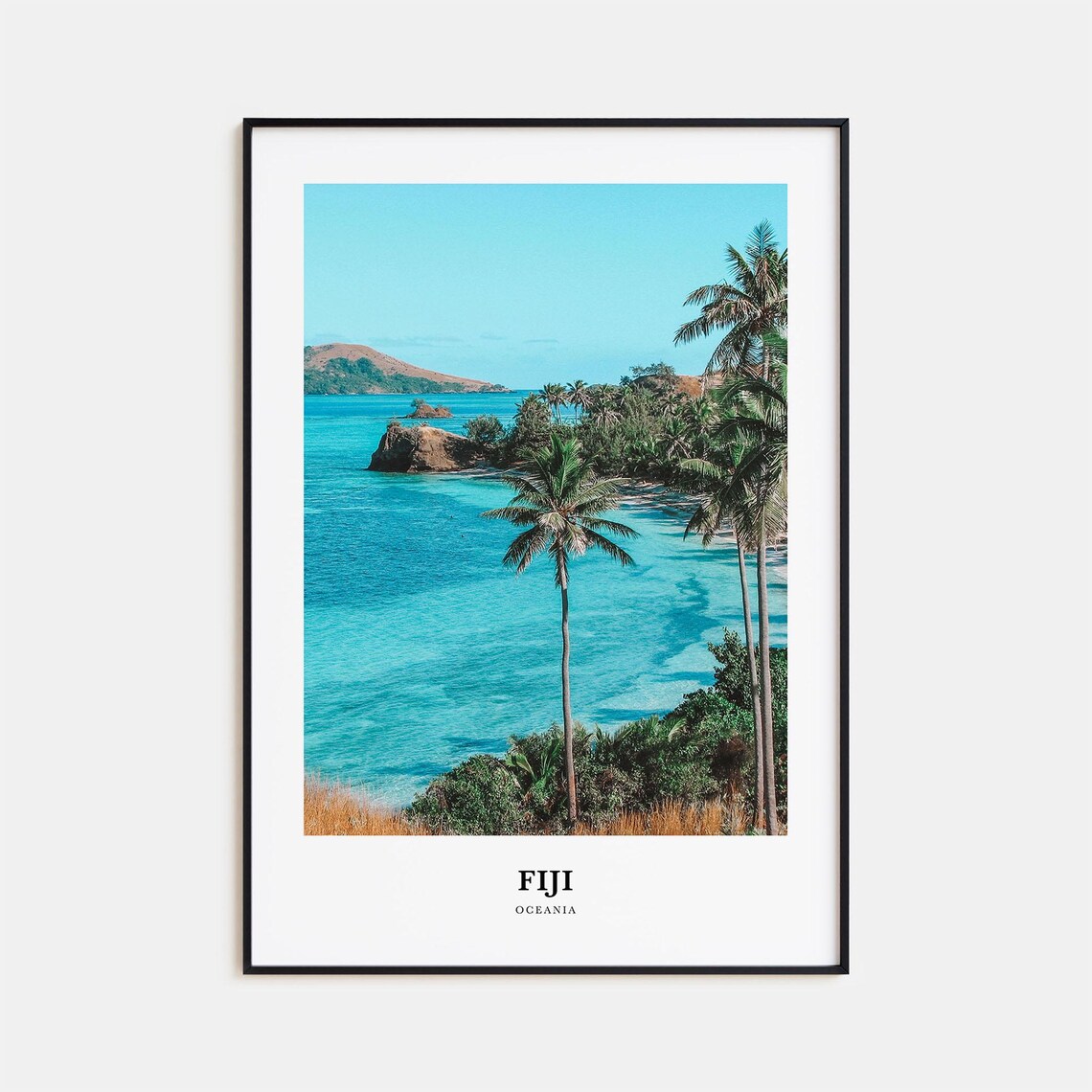 Fiji Tropical Palm Cove Turquoise Lagoon Beach Travel Poster