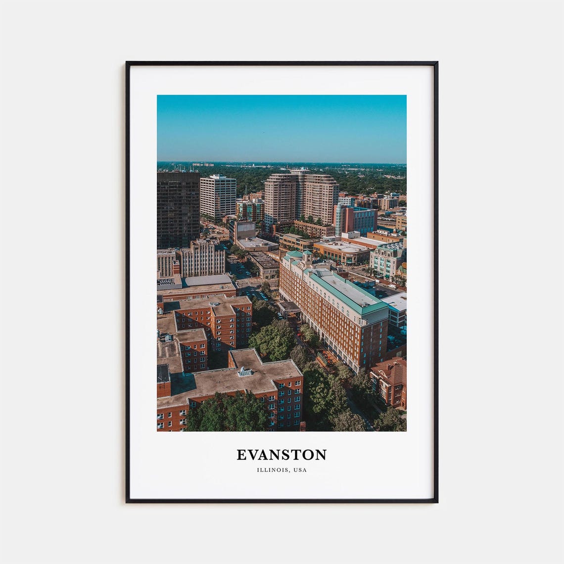 Evanston Illinois USA City Rooftops Downtown Skyline Photo Poster