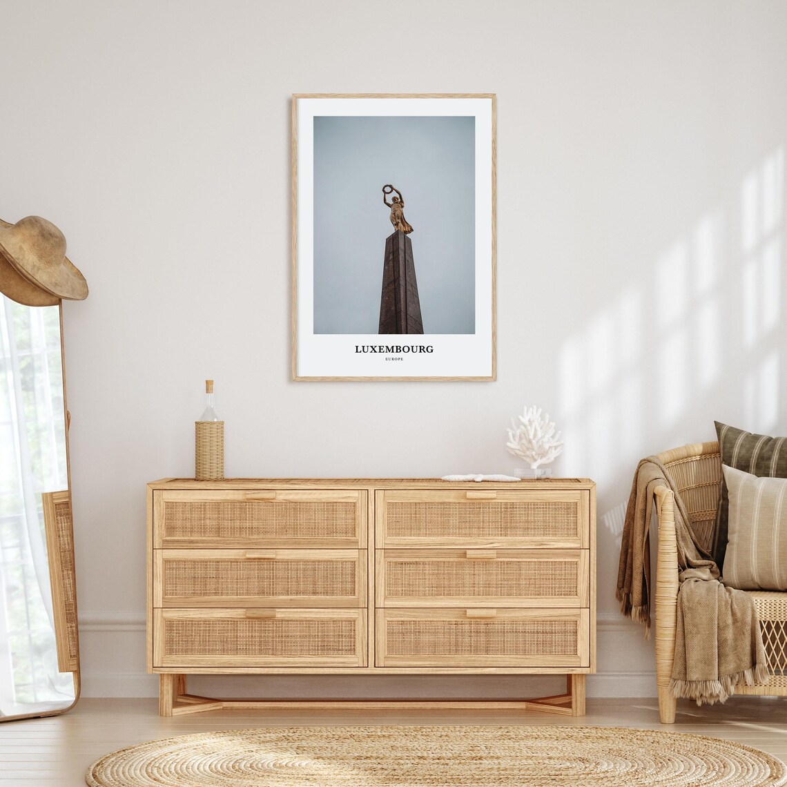 Luxembourg Europe Golden Lady Monument Landmark Memorial Art Poster - Image 2