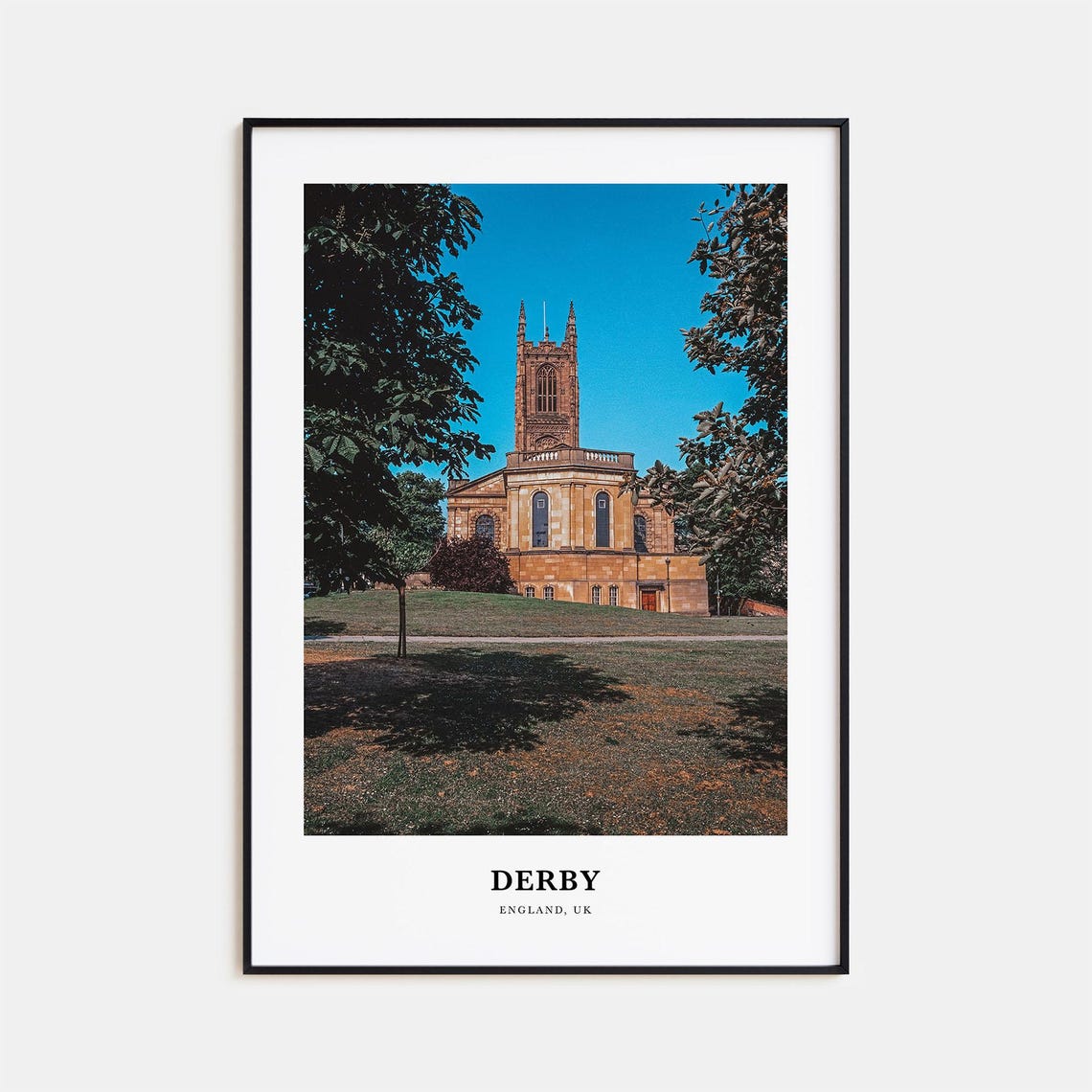 Derby England Historic Cathedral Park Minimalist Travel Poster