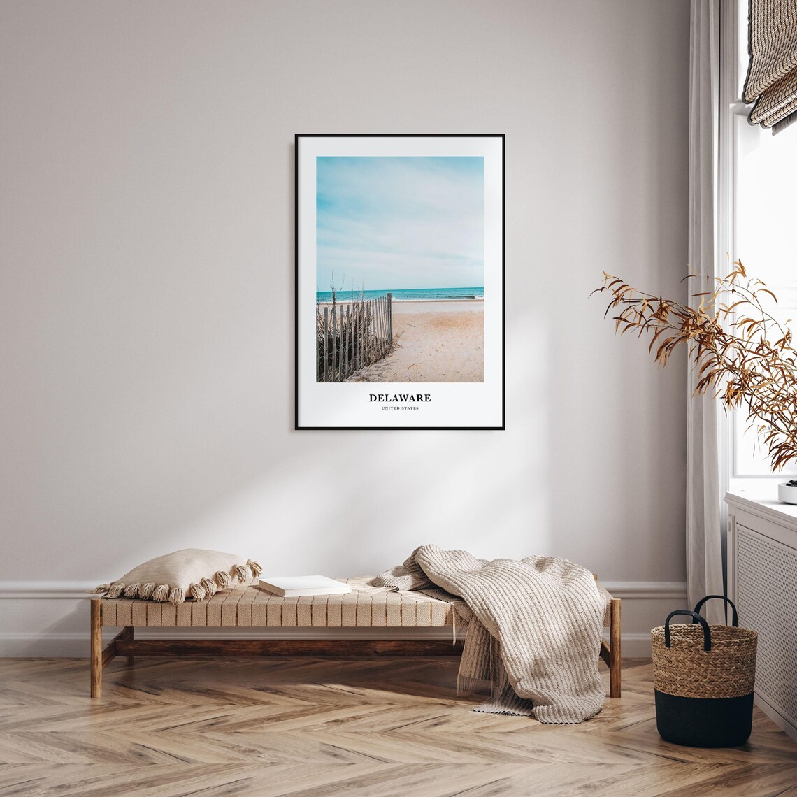 Delaware Beach Wooden Dune Fence Ocean Waves Photography Travel Poster - Image 3