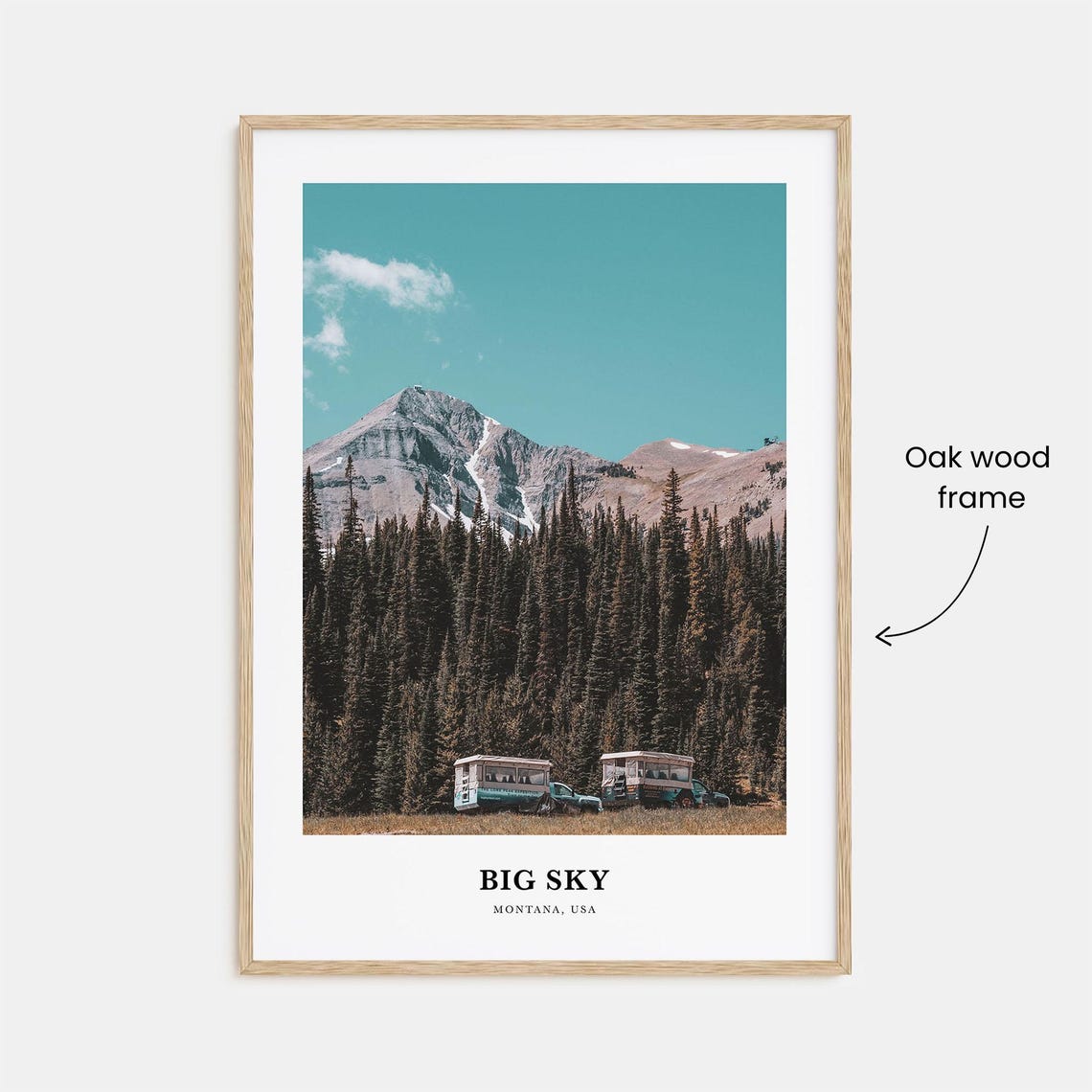 Big Sky Montana Mountain View With Vintage Vehicles Travel Poster - Image 3