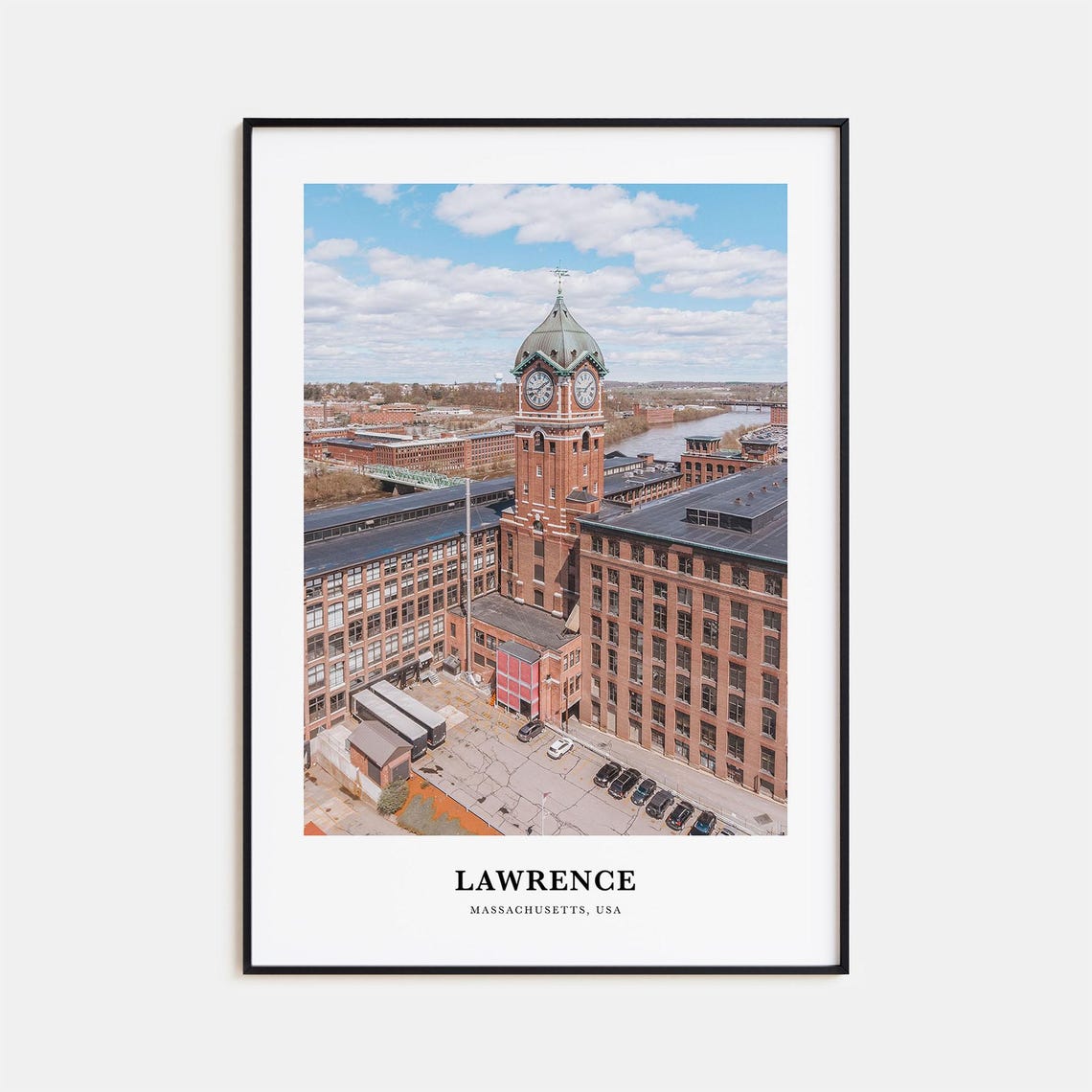 Lawrence Massachusetts Historic Mill Clock Tower Aerial Poster