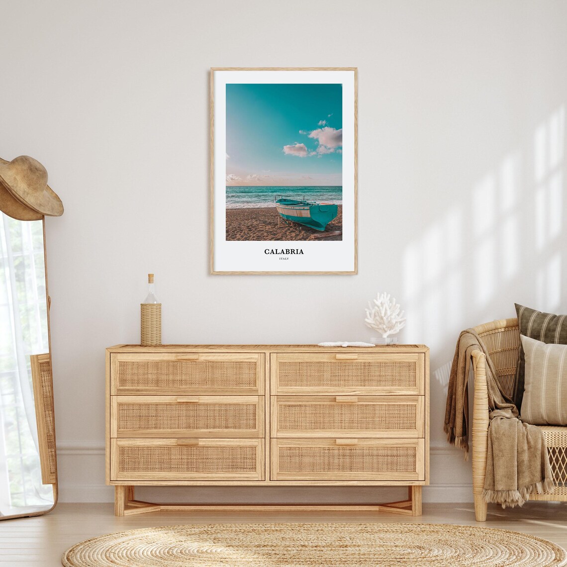 Calabria Italy Fishing Boat Turquoise Sea Photography Travel Poster - Image 2