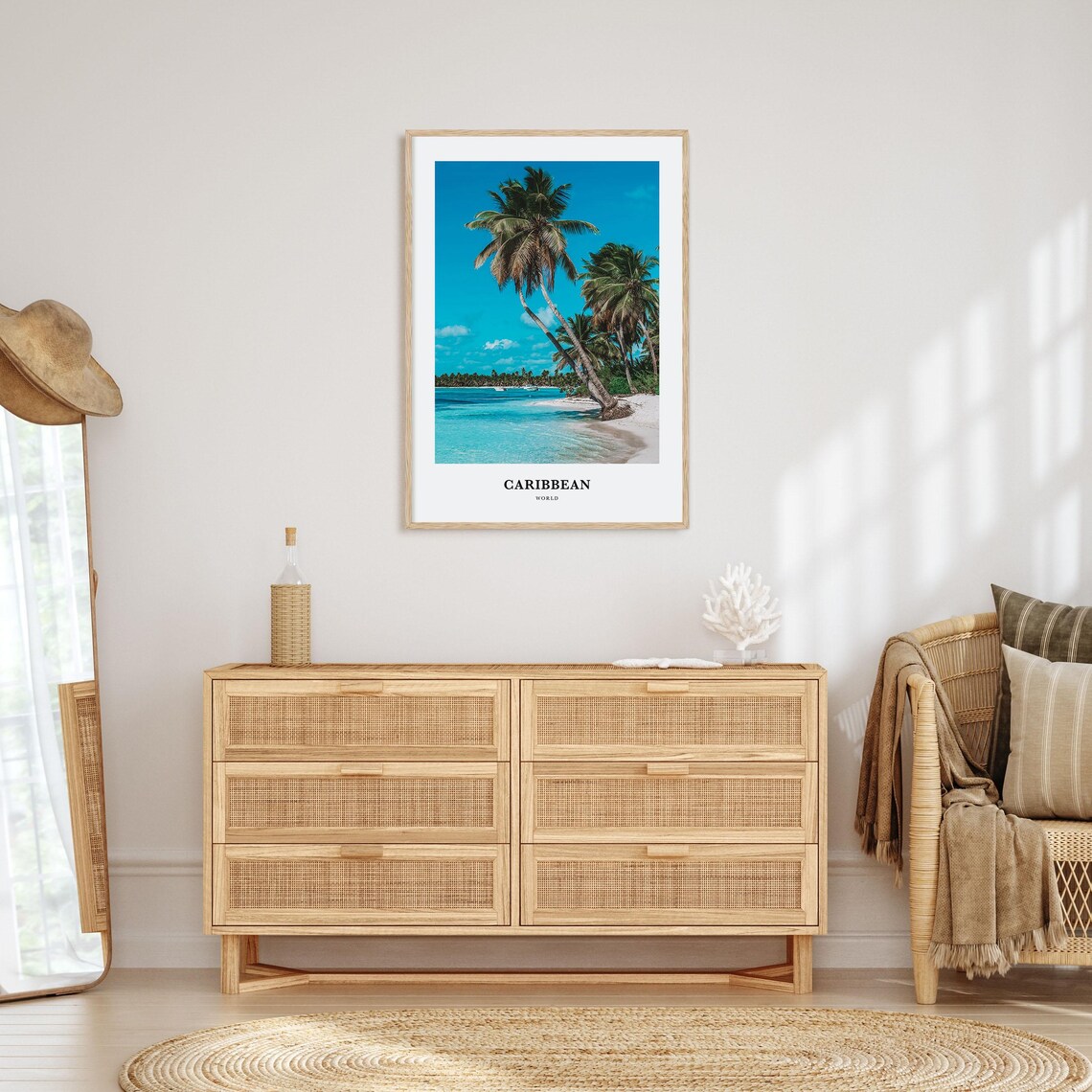 Caribbean Tropical Palm Beach Turquoise Ocean Travel Photo Poster - Image 2