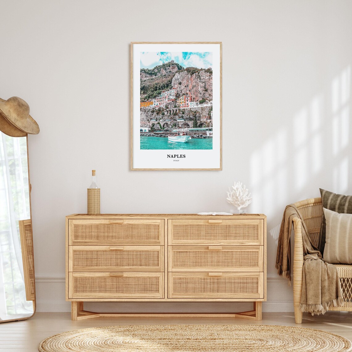 Naples Italy Colorful Cliffside Village Boat Photo Travel Wall Poster - Image 2