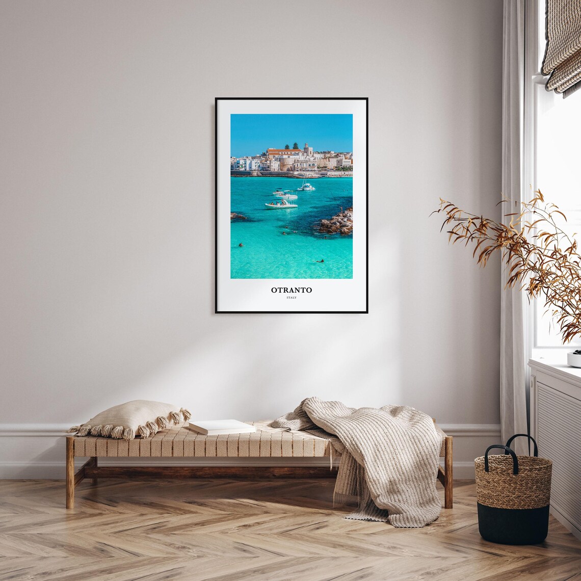 Otranto Italy Turquoise Seaside Old Town Boats Harbor Travel Poster - Image 3