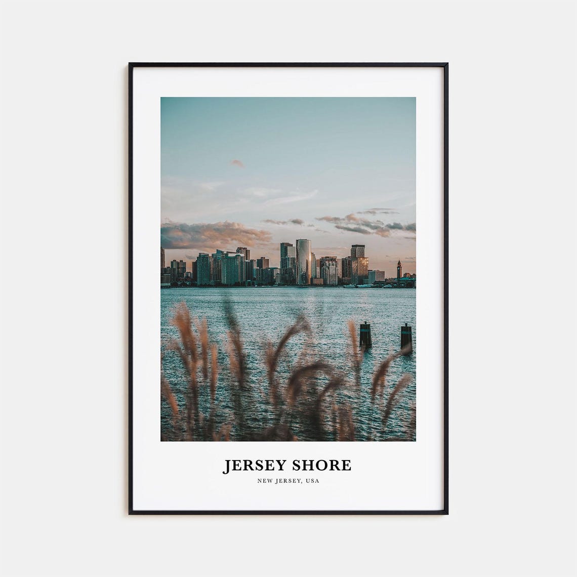 Jersey Shore New Jersey Skyline Across Water Dusk Photo Poster