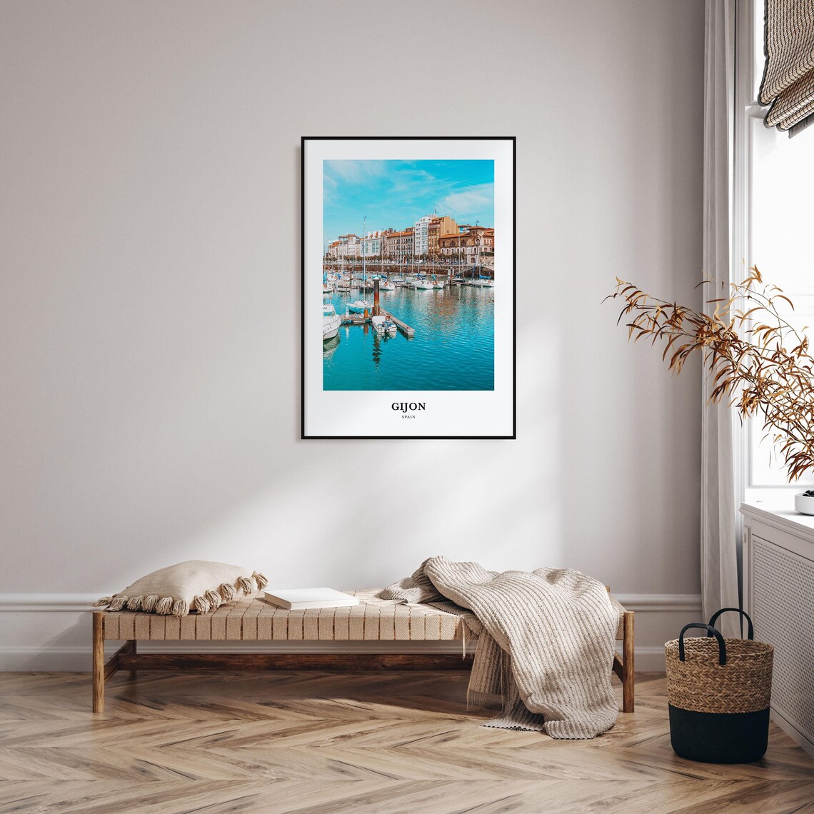 Gijon Spain Harbor Sailboats Turquoise Waterfront Travel Poster - Image 3