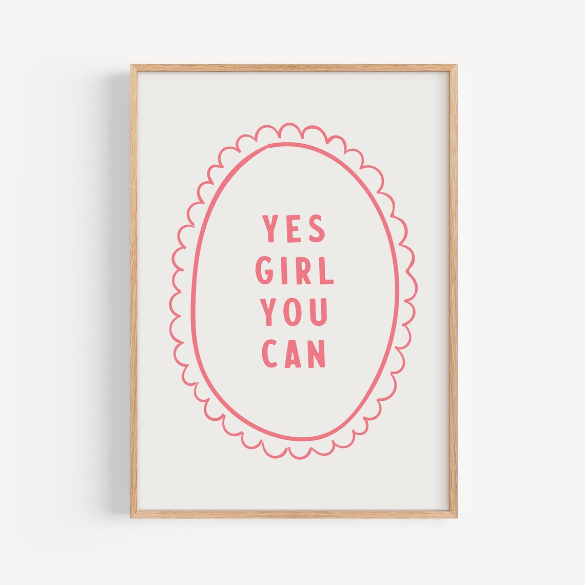 Pink Yes Girl You Can Scalloped Oval Teen Room Empowerment Poster - Image 2