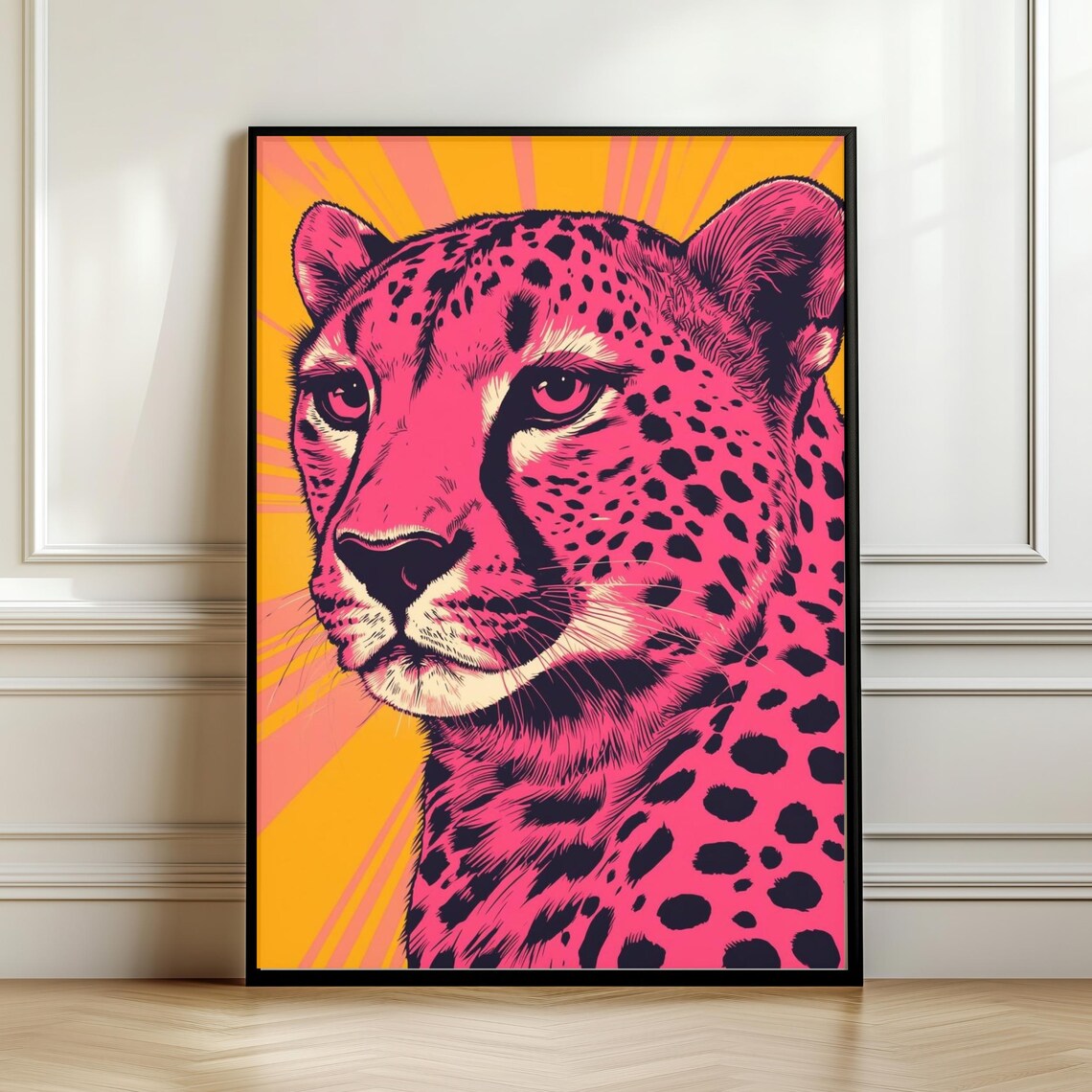Pink Cheetah Vintage Animal Poster Print