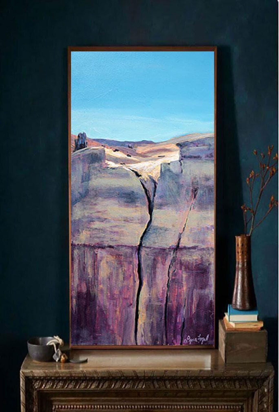 Ghost Ranch New Mexico Purple Canyon Rock Crevice Painting Poster - Image 5