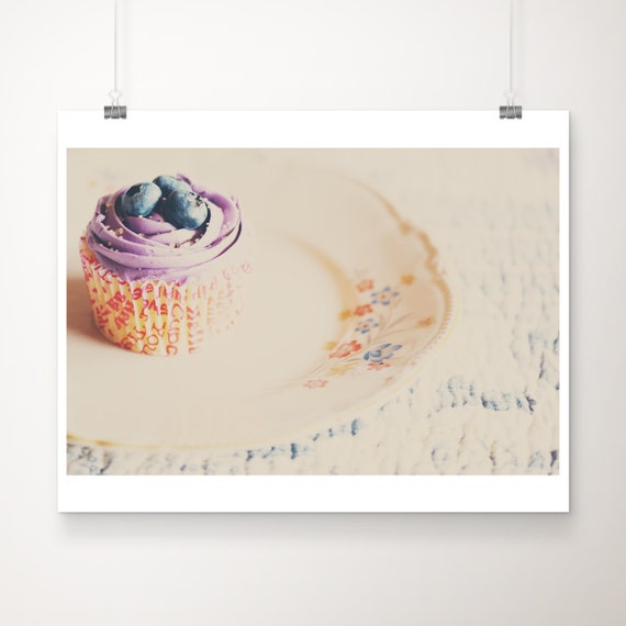 Blueberry Cupcake Photograph Kitchen Bakery Decor Art Print