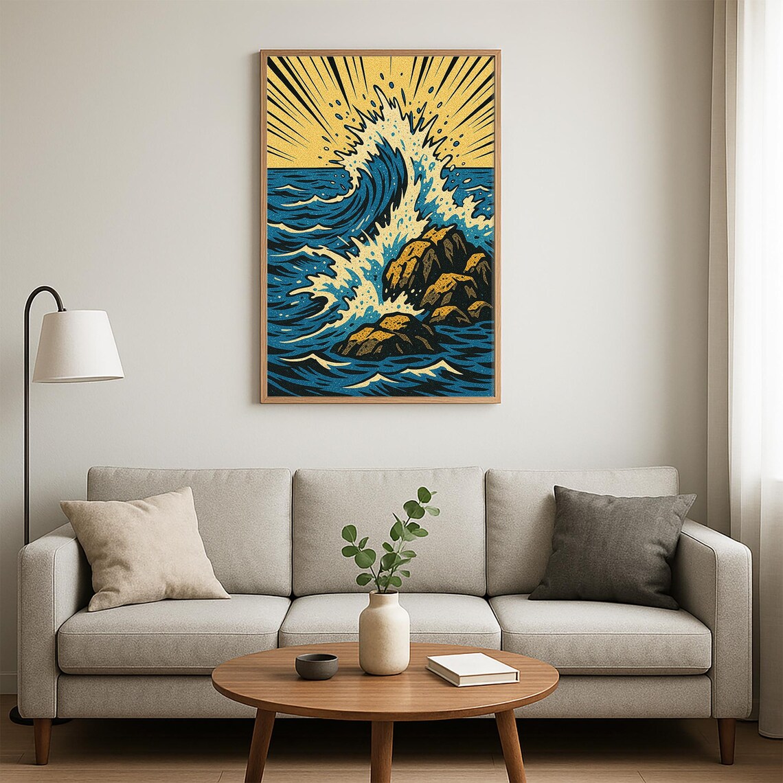 Retro Pop Art Ocean Wave, Vintage Coastal Splash - Image 5